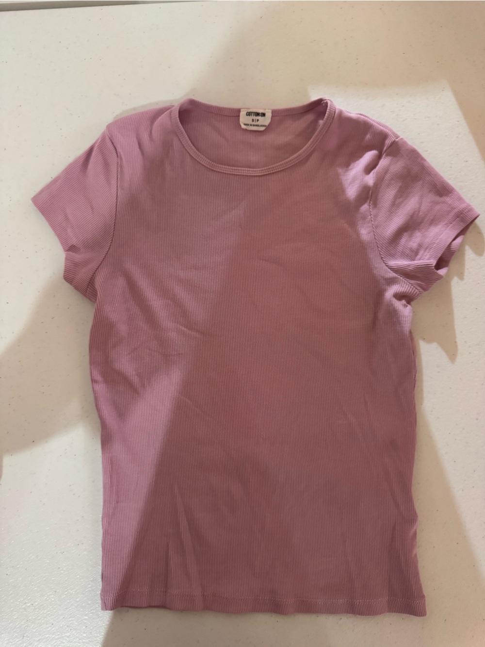 Cotton On Lavender Ribbed Short Sleeve Tee